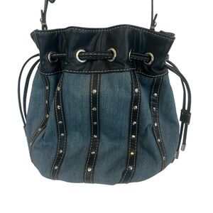 Vintage Nine West Denim Studded Bucket Bag
